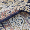 ANTIQUE PERSIAN FINE GHOM NAVY / IVORY