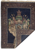 Antique Kirman Shah Pictorial Crown Rug Circa 1900.  